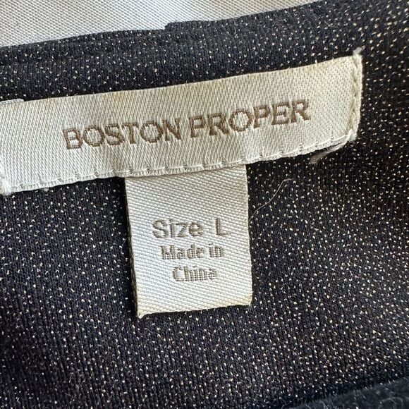 Boston Proper Speckled Metallic Bronze Fan Pleats Cap Sleeve Sheath Dress L - Picture 8 of 11